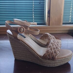 Nine West Tan Wedge Sandals